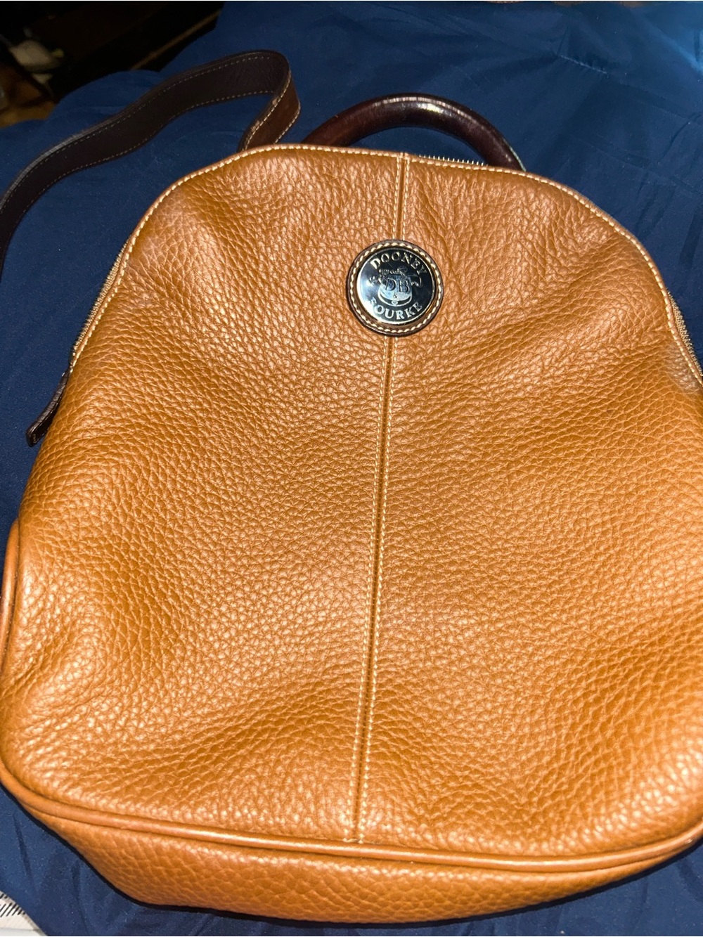 Dooney & Bourke Cognac Pebbled Leather Backpack